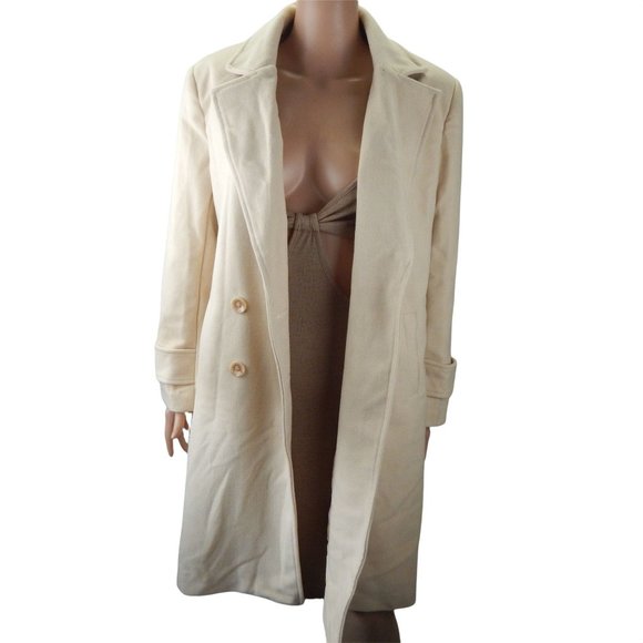 Pea Coat Women's Mid Length Cream Dress Size M - Picture 2 of 10